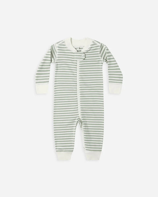 Quincy Mae Zip Long Sleeve Sleeper || Fern Stripe