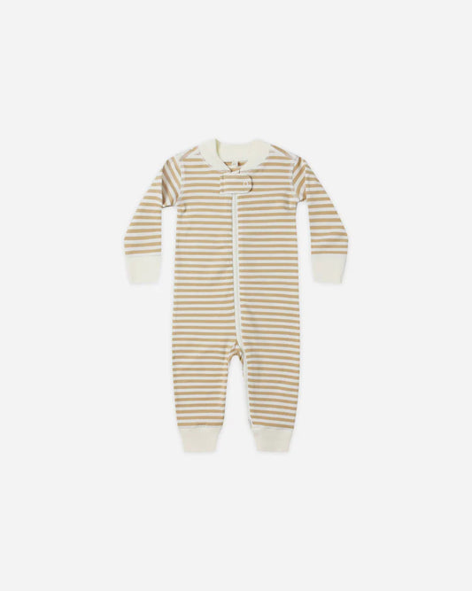 Quincy Mae Zip Long Sleeve Sleeper || Gold Stripe