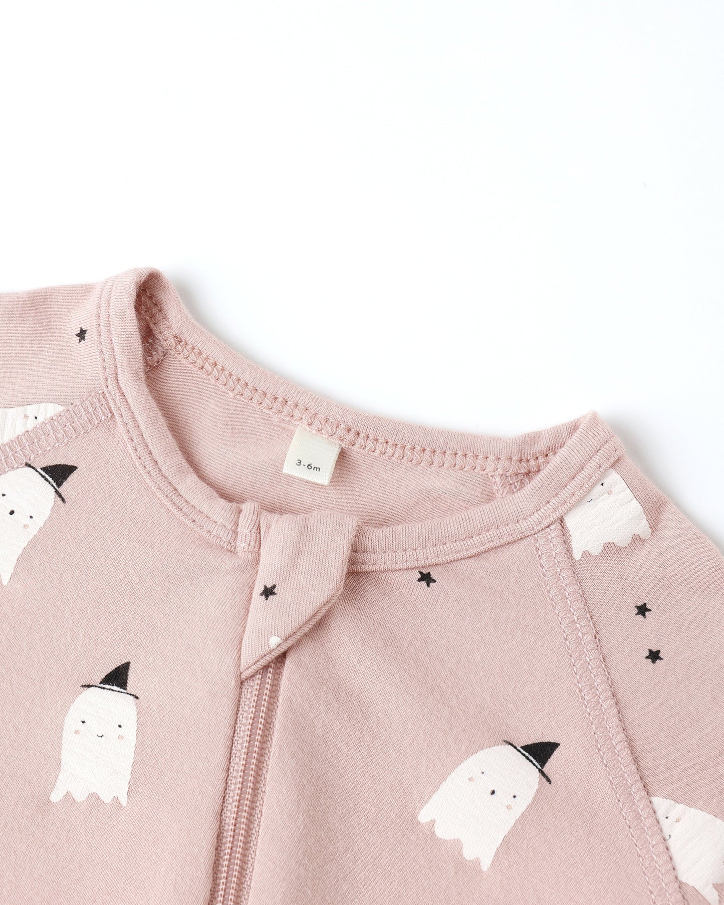 PRE-ORDER Quincy Mae Bamboo Zip Footie || Pink Ghosts