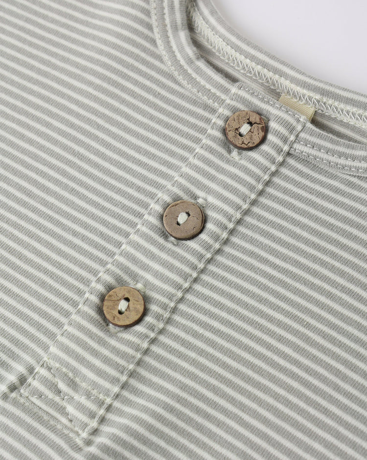 Quincy Mae Short Sleeve One-Piece || Sage Stripe