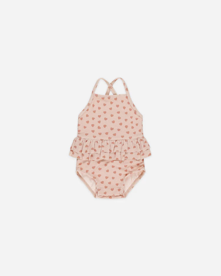 Quincy Mae Ruffled One-Piece Swimsuit || Hearts