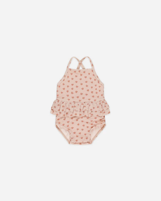 Quincy Mae Ruffled One-Piece Swimsuit || Hearts