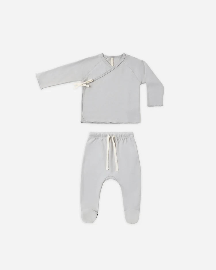 Quincy Mae Wrap Top + Footed Pant Set || Cloud