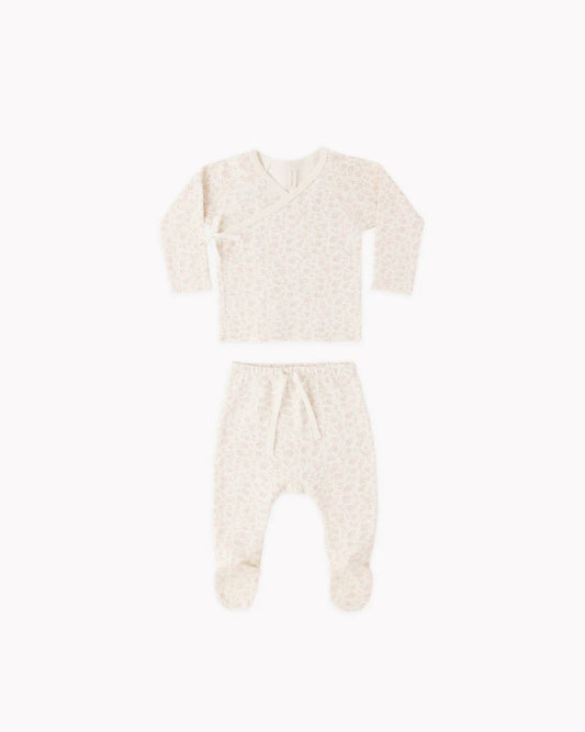 Quincy Mae Wrap Top + Footed Pant Set || Ditsy