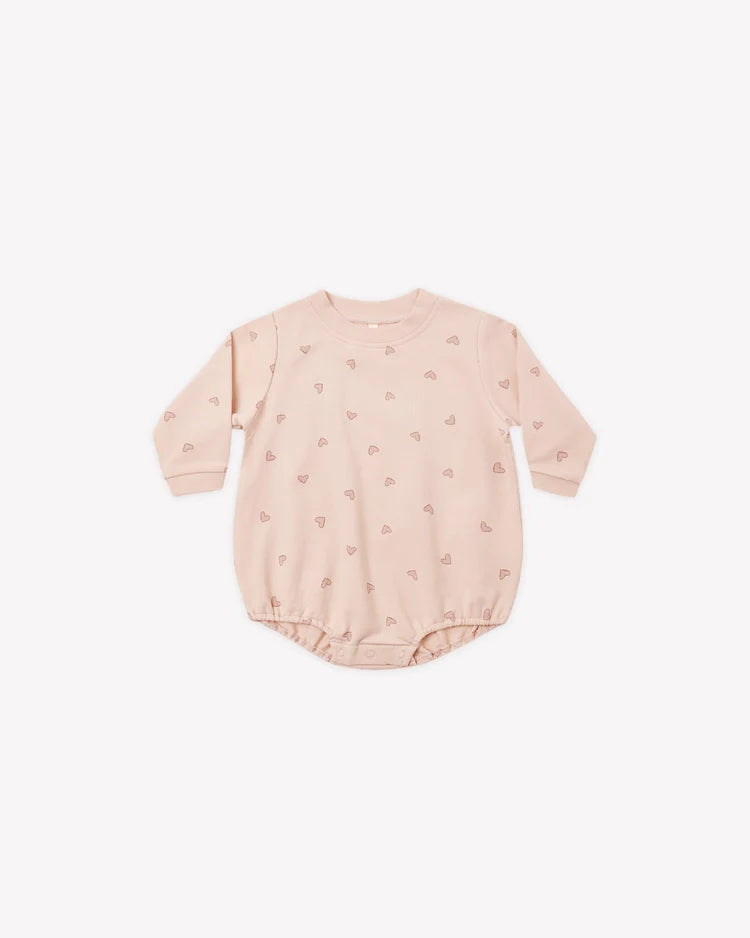 Quincy Mae Crewneck Bubble Romper || Hearts