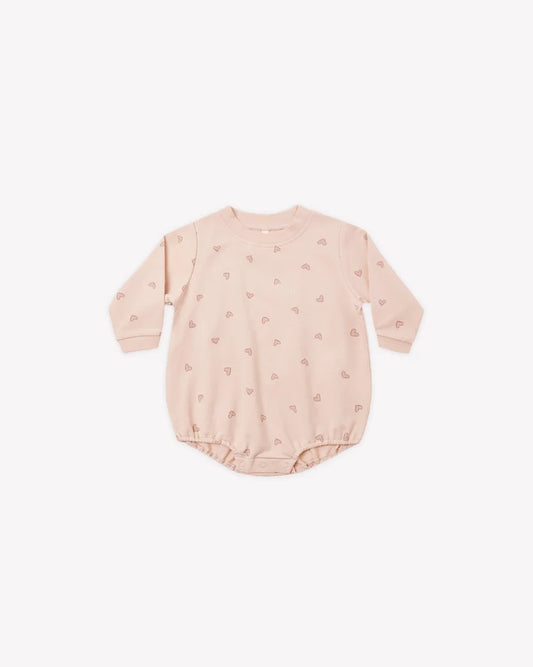 Quincy Mae Crewneck Bubble Romper || Hearts