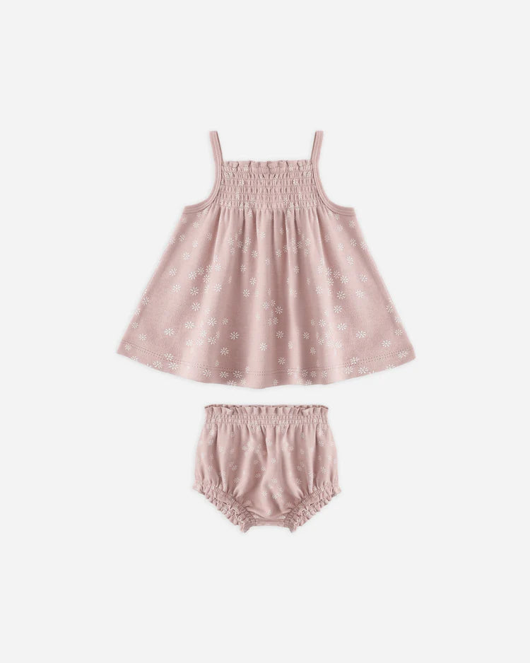 Quincy Mae Smocked Tank + Bloomer Set || Mauve Daisy