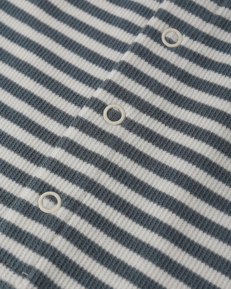 Quincy Mae Ribbed Henley Romper || Ocean Stripe