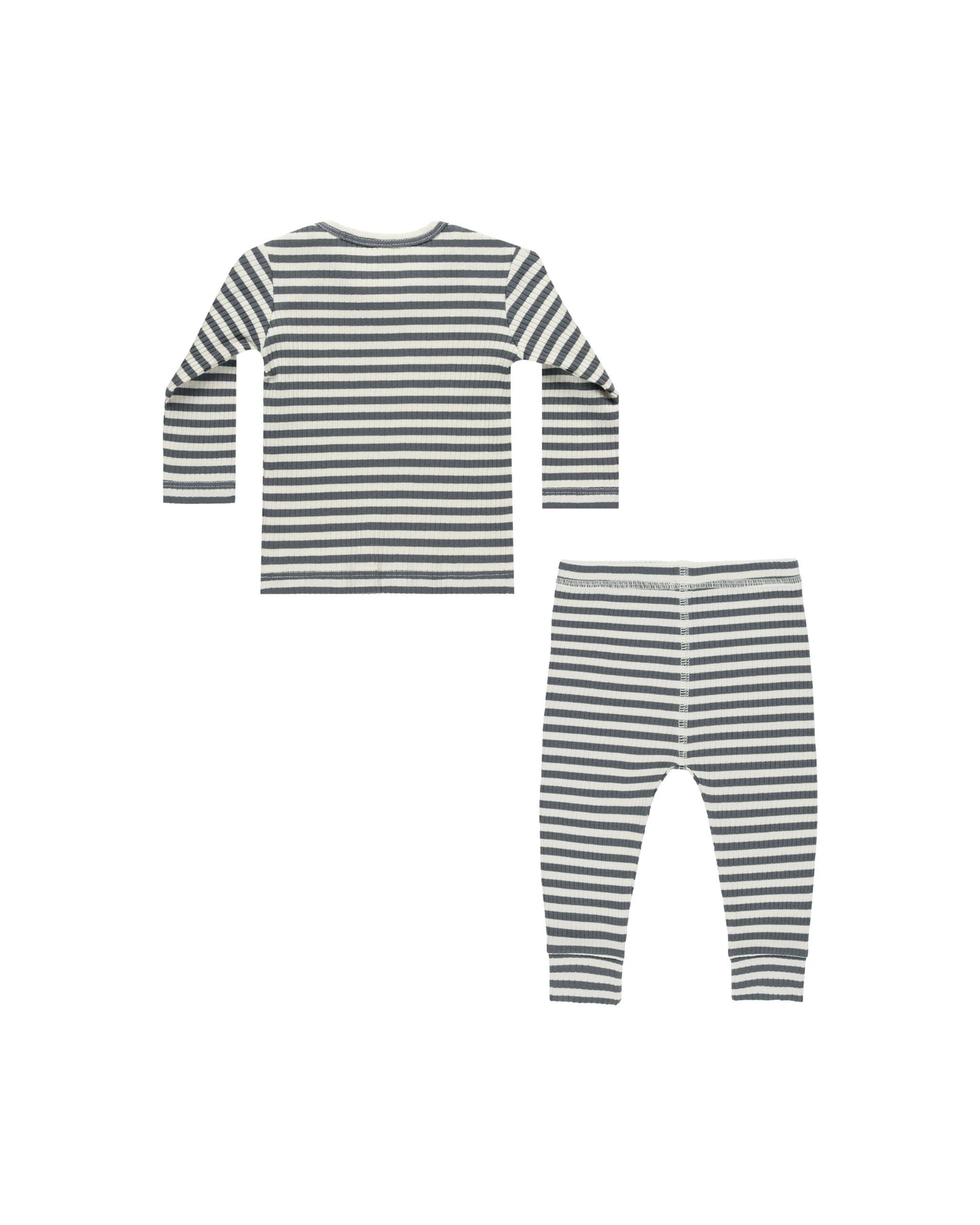 Quincy Mae Ribbed Tee + Legging Set || Indigo Stripe