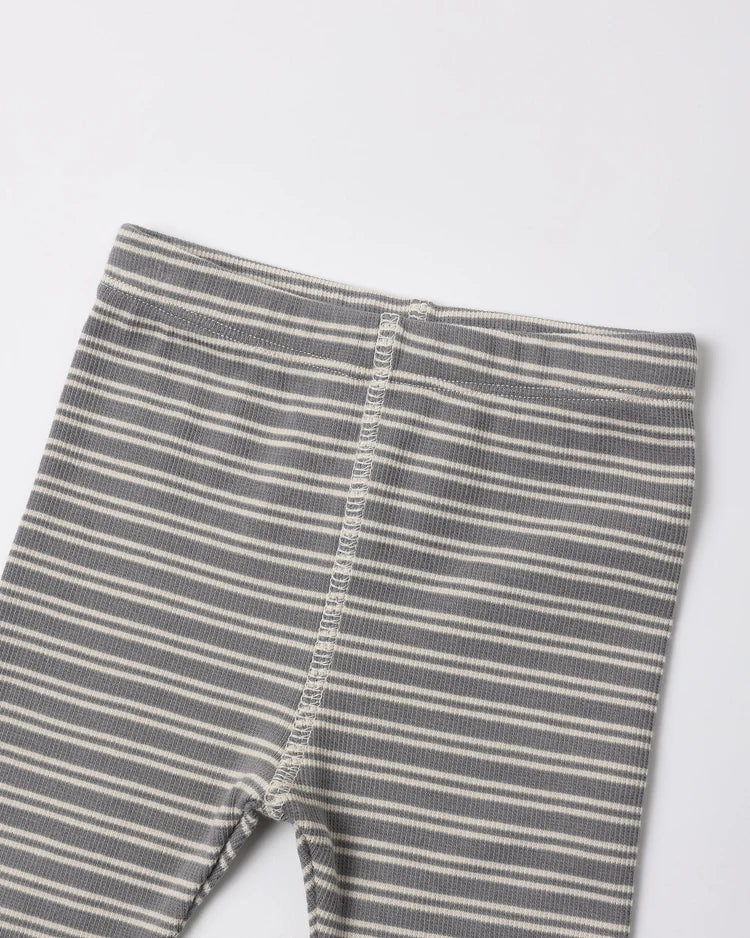 Quincy Mae Ribbed Tee + Legging Set || Slate Microstripe