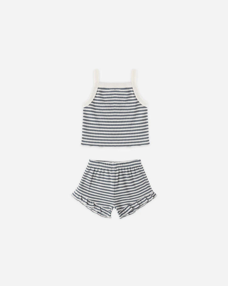 Quincy Mae Evie Tank + Shortie Set || Ocean Stripe
