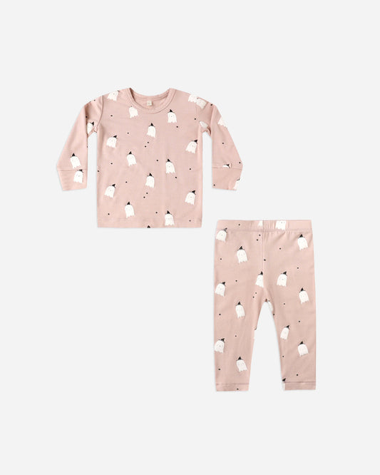 PRE-ORDER Quincy Mae Bamboo Pajama Set || Pink Ghosts