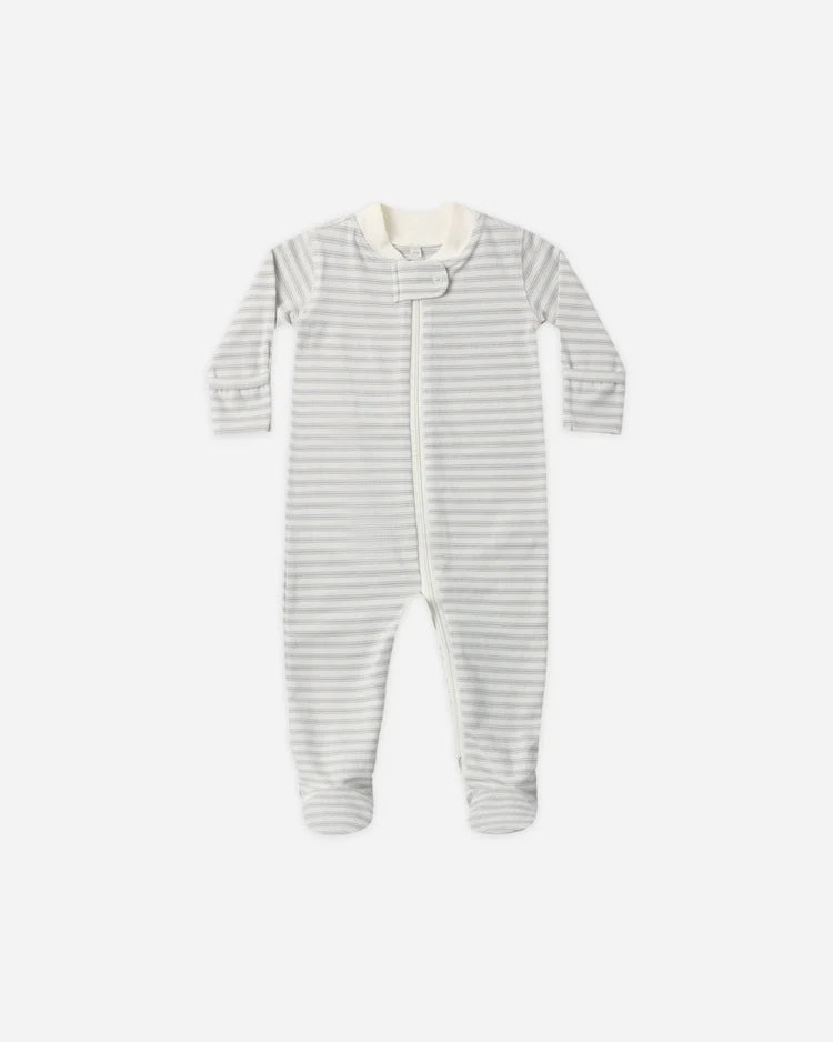 Quincy Mae Sleeper Footie || Cloud Stripe