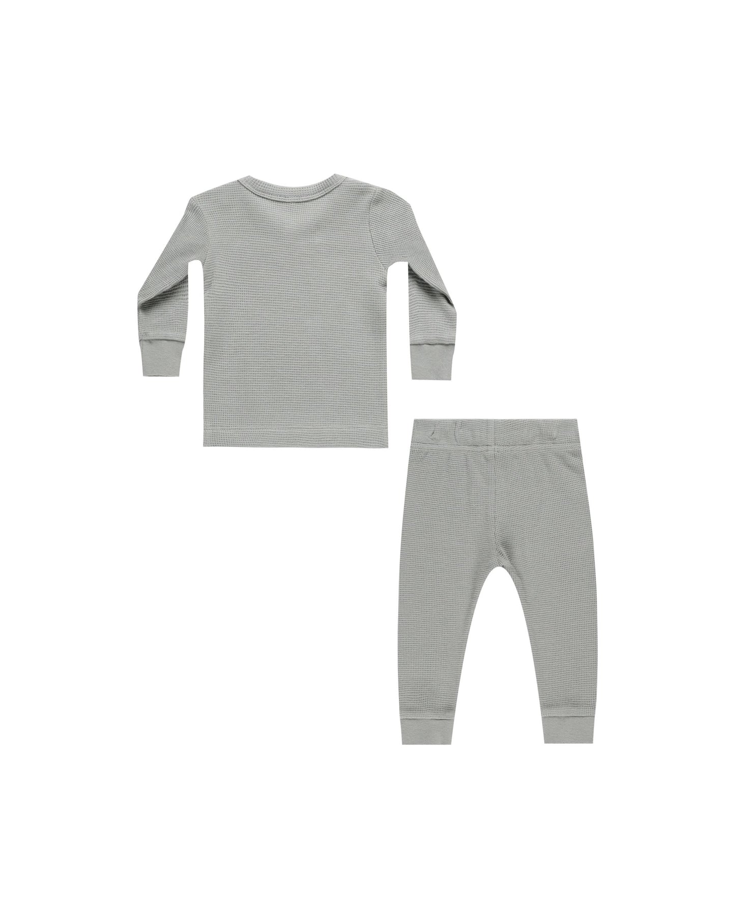 Quincy Mae Waffle Top + Pant Set || Dusty Blue