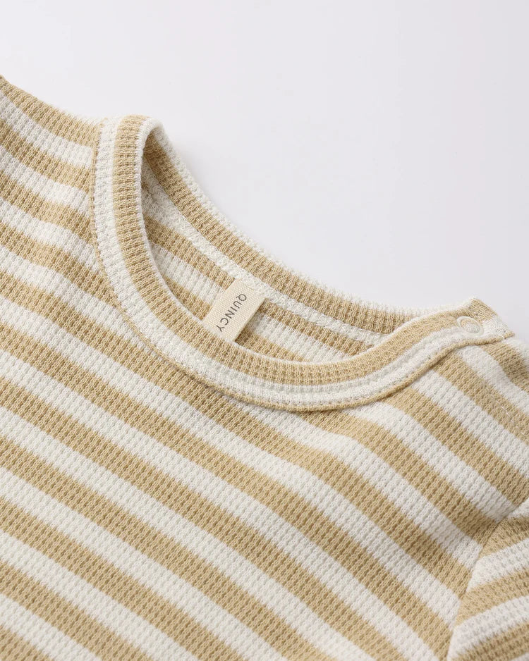 Quincy Mae Waffle Top + Pant Set || Butterscotch Stripe