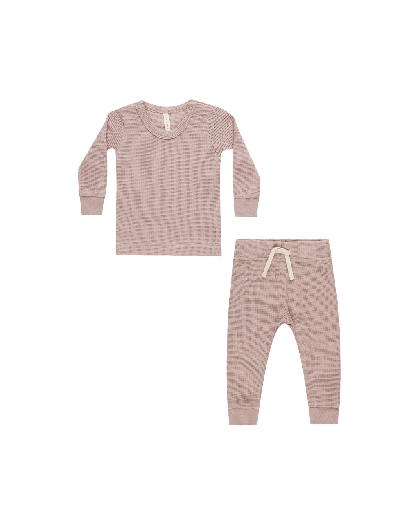 Quincy Mae Waffle Top + Pant Set || Mauve