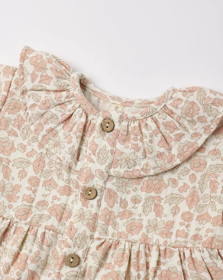 Quincy Mae Ruffle Collar Button Dress || Pink Blossom