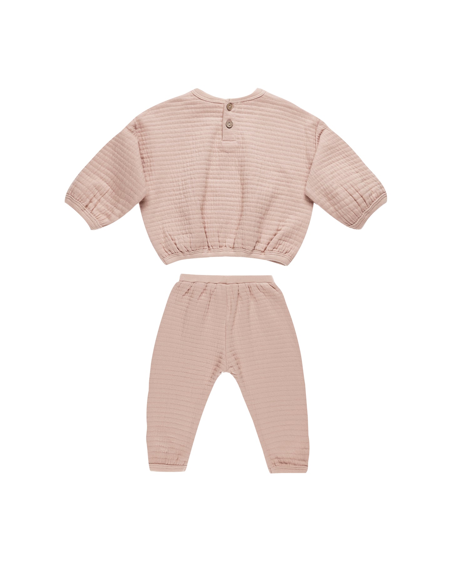 Quincy Mae Textured Sweat Set || Blush