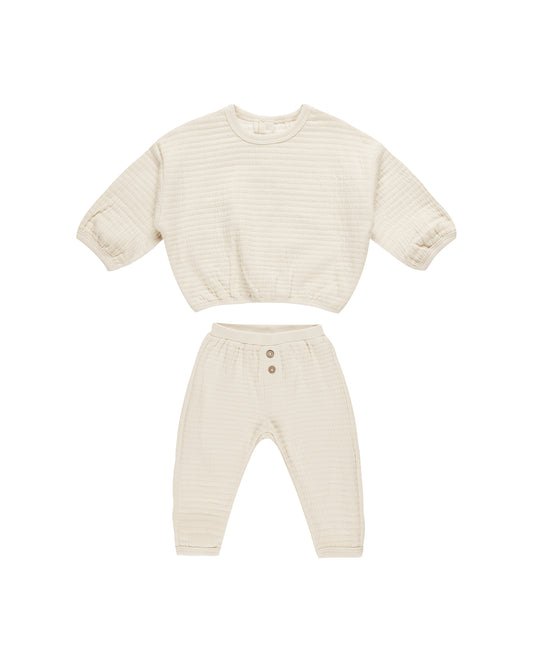 Quincy Mae Textured Sweat Set || Natural