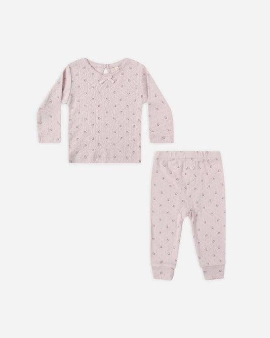 Quincy Mae Pointelle Long Sleeve Tee + Legging || Lilac Ditsy