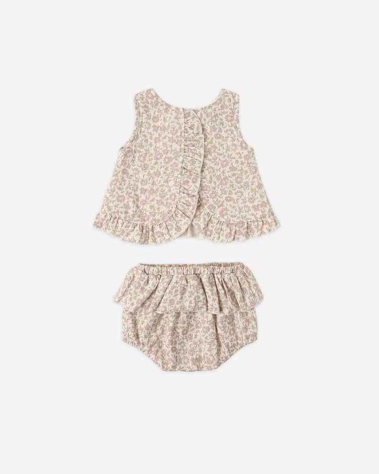 Quincy Mae Ruffled Tulip Top + Bloomer Set || Dahlia