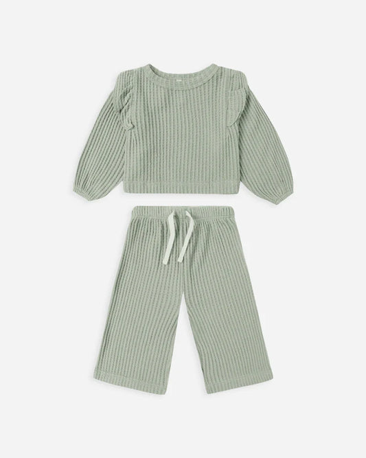 Quincy Mae Ruffle Cozy Set || Fern