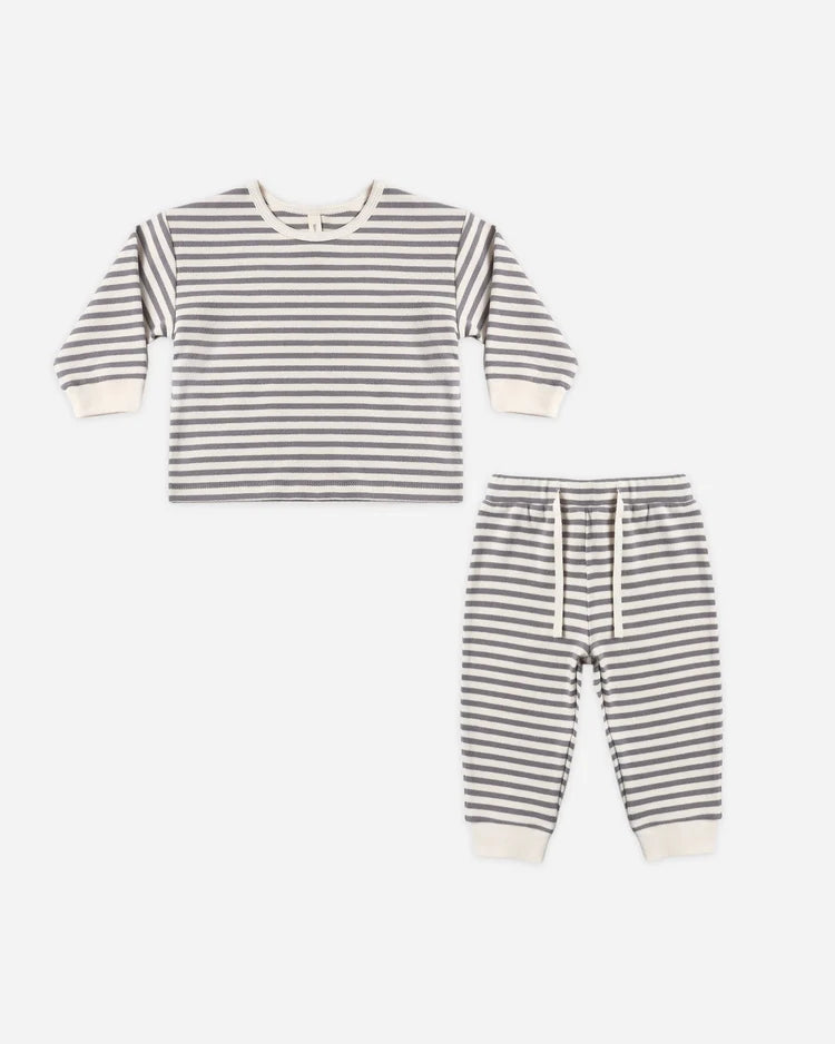 Quincy Mae Cozy Set || Slate Stripe