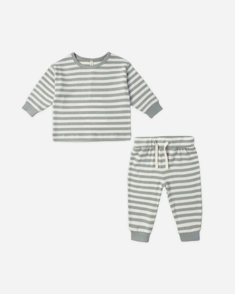 Quincy Mae Cozy Set || Blue Stripe