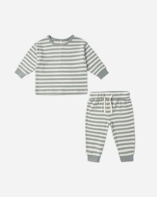 Quincy Mae Cozy Set || Blue Stripe