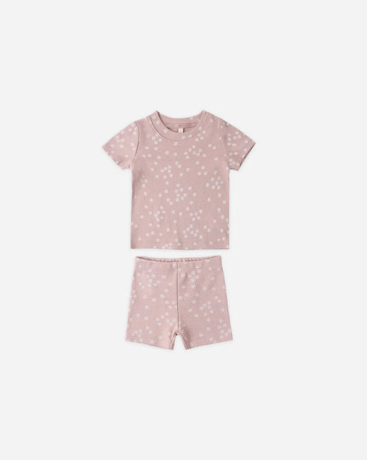 Quincy Mae Summer Pajama Set || Mauve Ditsy