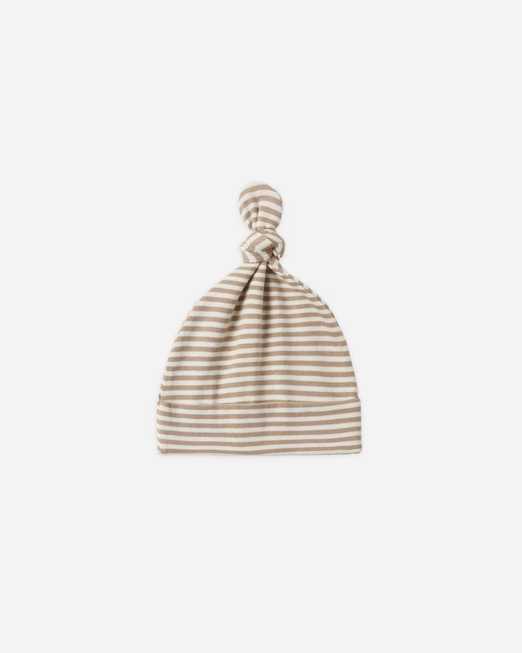 Quincy Mae Knotted Baby Hat || Almond Stripe
