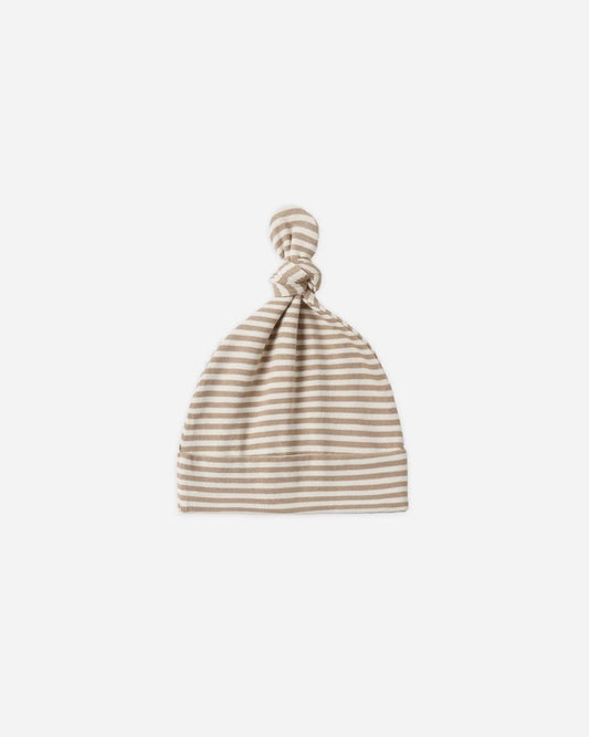 Quincy Mae Knotted Baby Hat || Almond Stripe
