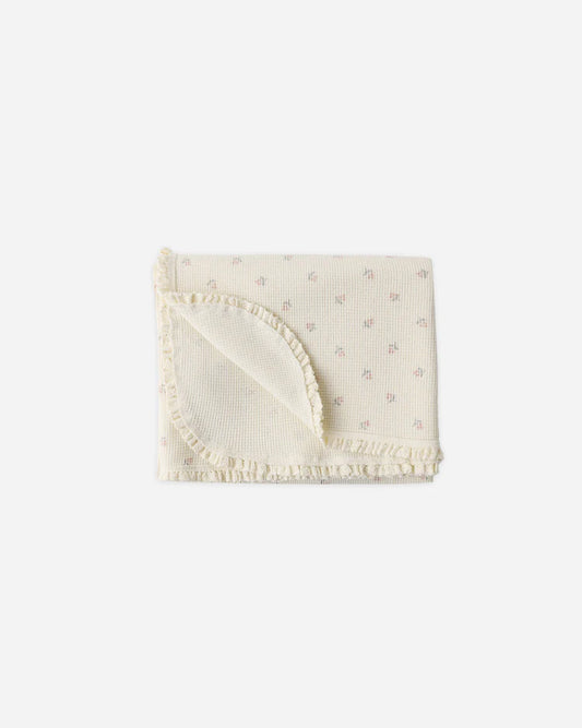 Quincy Mae Waffle Baby Blanket || Mauve Ditsy