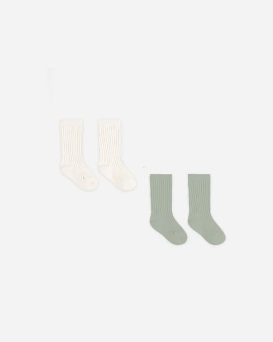 Quincy Mae Socks Set || Natural + Sage
