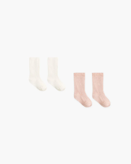 Quincy Mae Sock Set || Natural, Dusty Rose