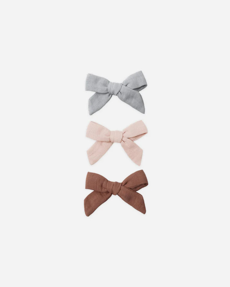 Quincy Mae Bow with Clips, Set of 3 || Sky, Blush, Poppy