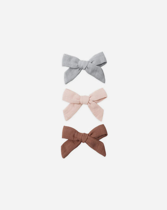 Quincy Mae Bow with Clips, Set of 3 || Sky, Blush, Poppy