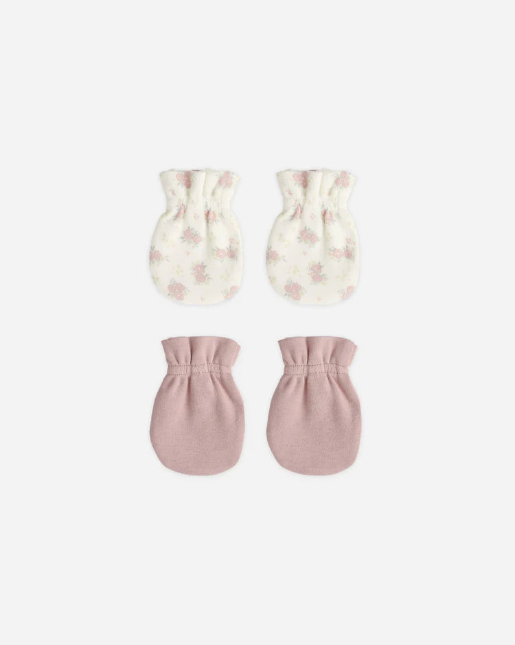 Quincy Mae No Scratch Mittens Set || Mauve, Flower Field
