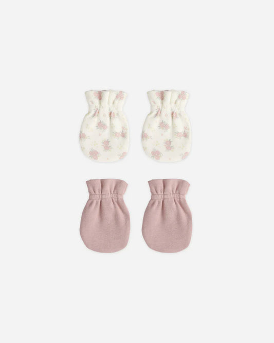 Quincy Mae No Scratch Mittens Set || Mauve, Flower Field