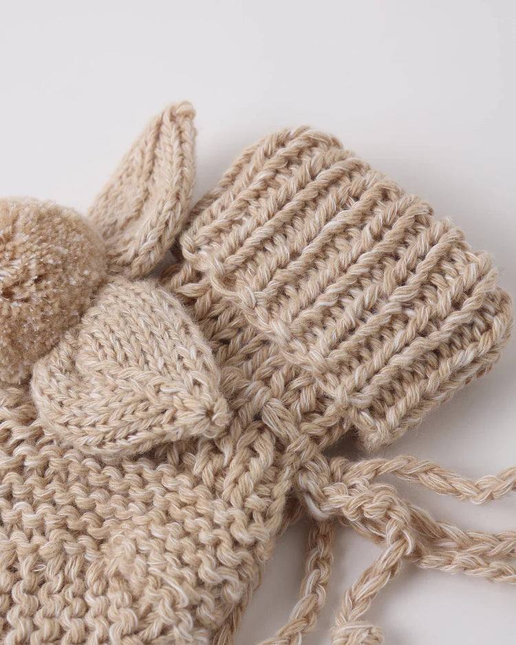 Quincy Mae Bunny Knit Booties || Heathered Latte