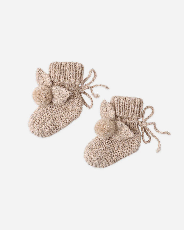Quincy Mae Bunny Knit Booties || Heathered Latte