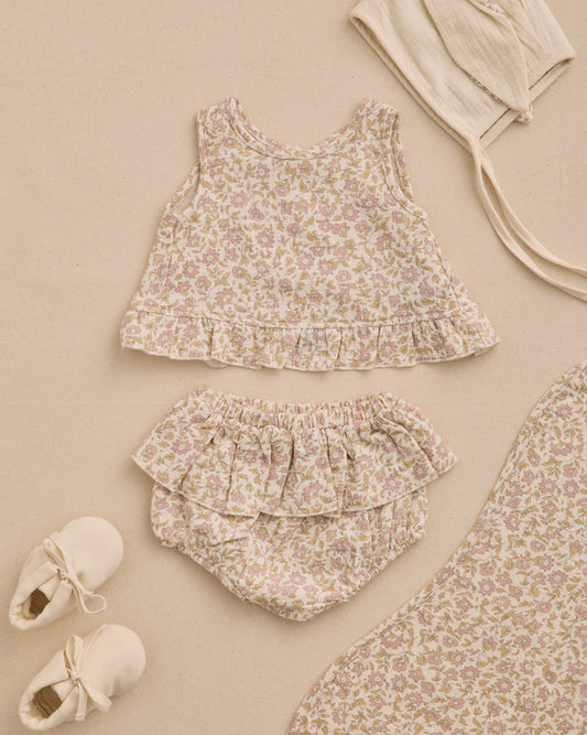 Quincy Mae Ruffled Tulip Top + Bloomer Set || Dahlia