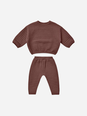 Quilted Sweater + Pant Set || Plum