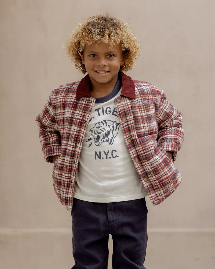 Rylee + Cru Kids Nashville Quilted Jacket || Burgundy Plaid