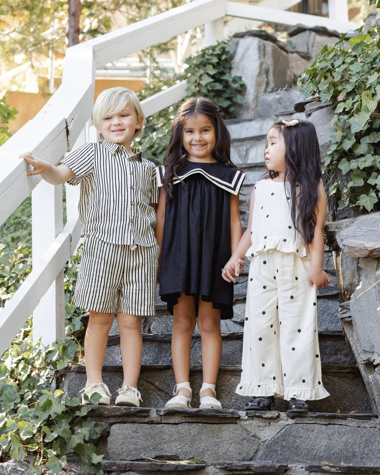 Rylee + Cru Collared Short Sleeve Shirt || Wavy Stripe