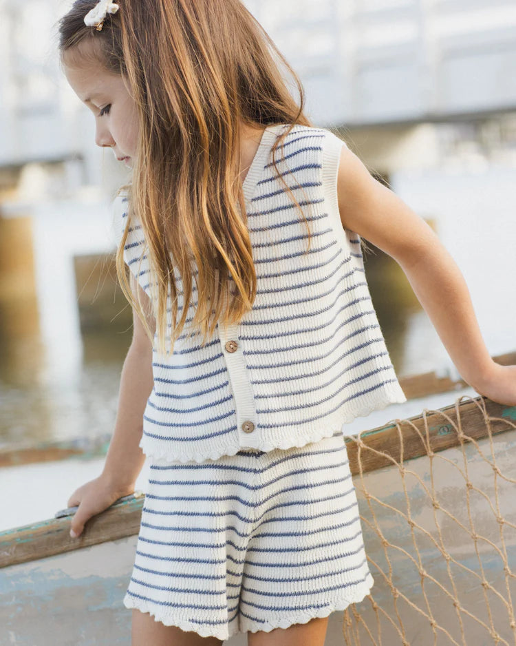 PRE-ORDER Rylee + Cru Knit Vest Set || Marine Stripe
