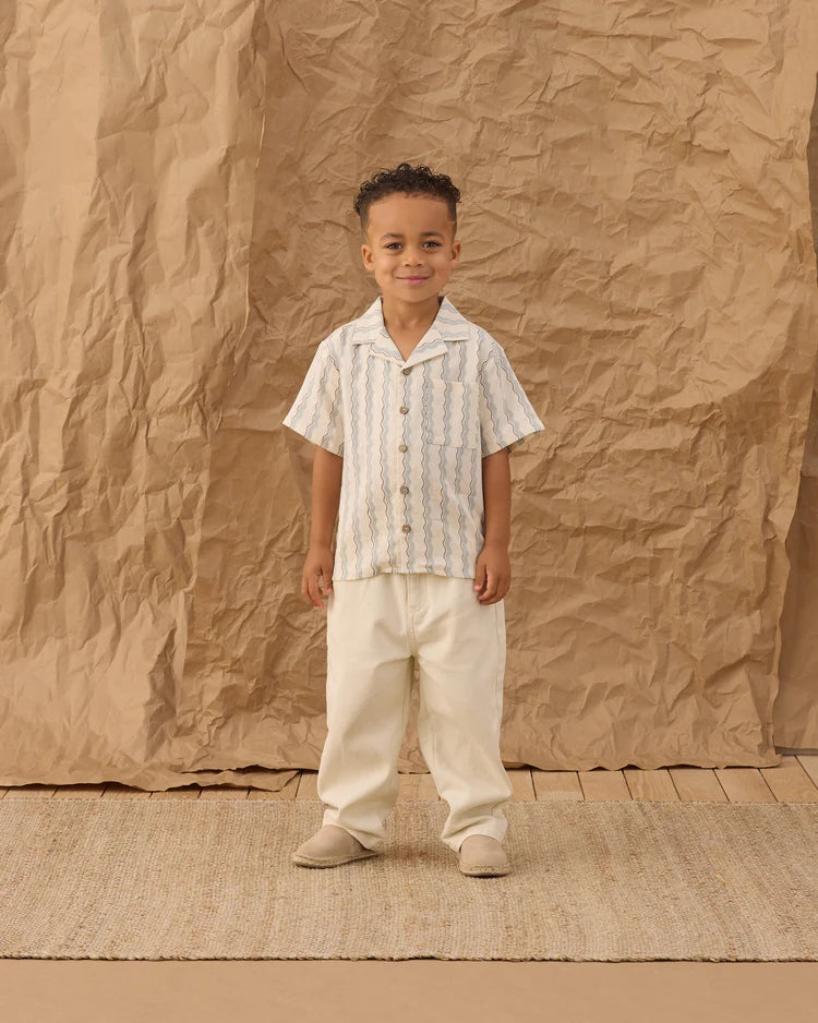 Rylee + Cru Lapel Collar Shirt || Wave Striipe