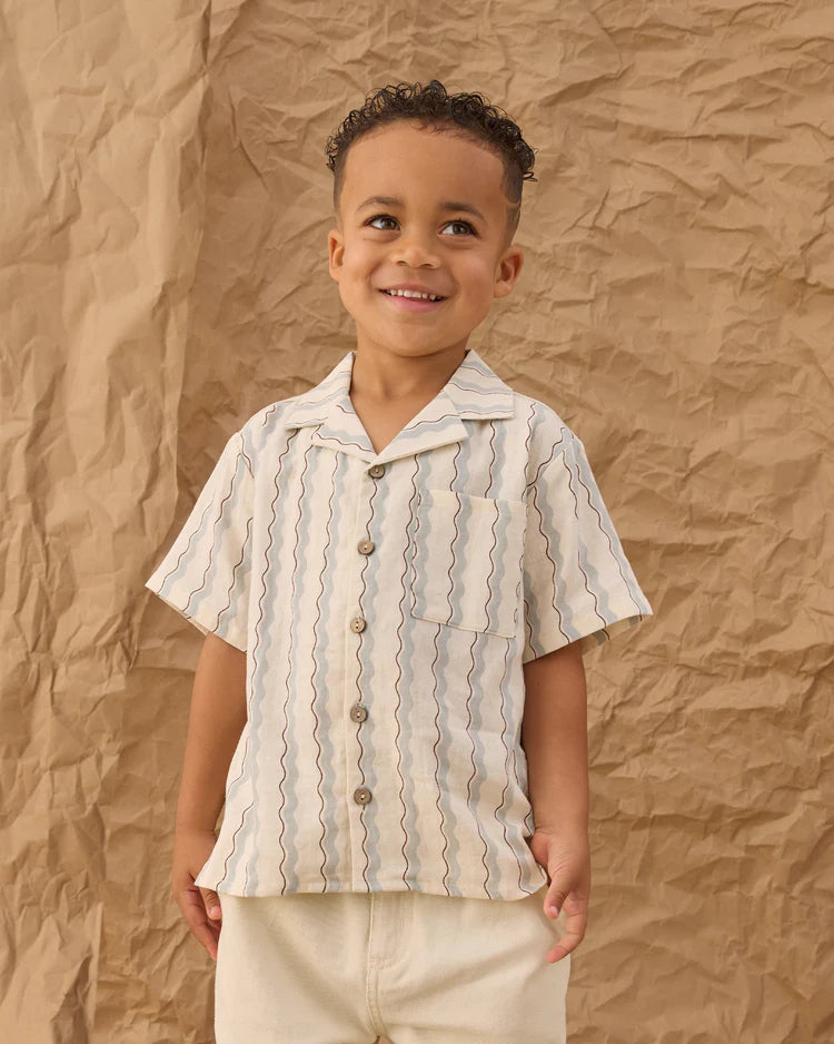 Rylee + Cru Lapel Collar Shirt || Wave Striipe