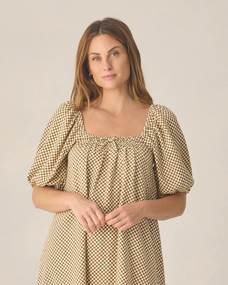 Rylee + Cru Sabrina Dress || Ocre Check
