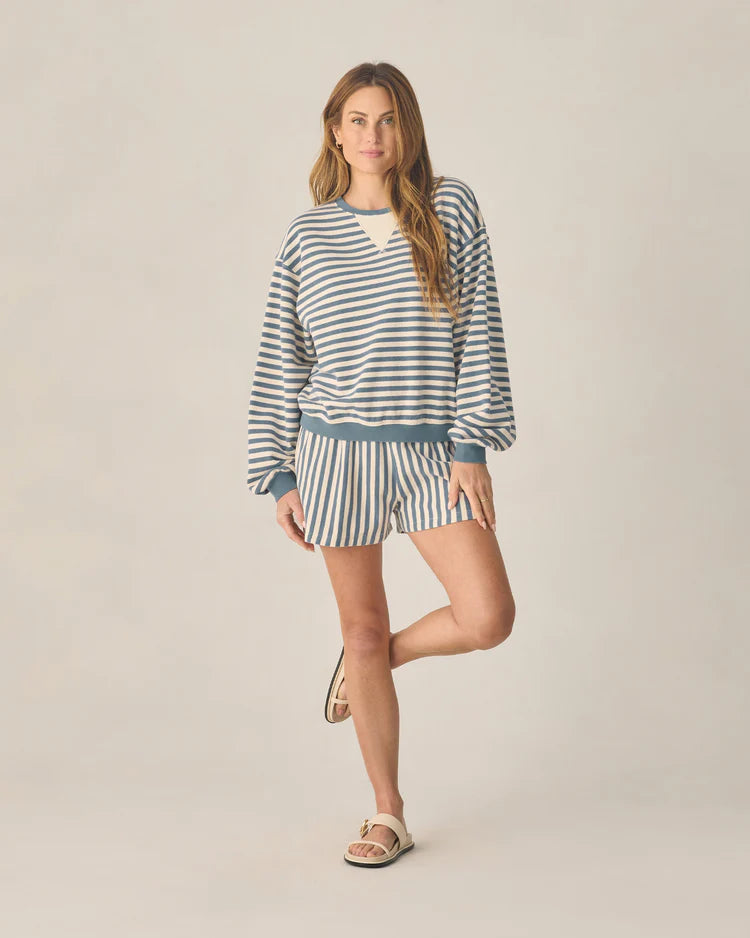 Rylee + Cru Women's Oversized Crew + Short Set || Marine